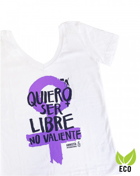 Camiseta ecológica feminista para mujer Amnistía Internacional Quiero ser libre