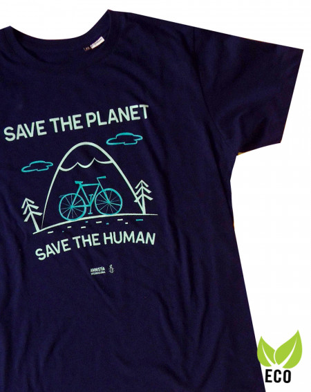 Camiseta Save the planet azul