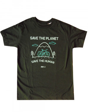 Camiseta ecológica Save the planet verde unisex