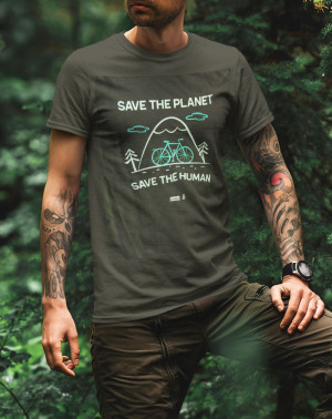 Camiseta Save the planet verde hombre