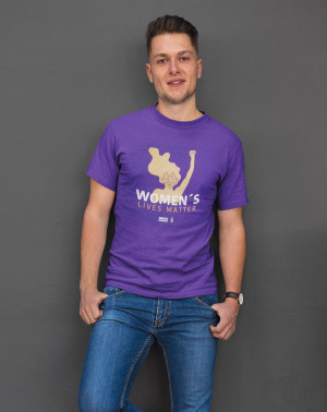 Camiseta feminista morada hombre derechos de la mujer